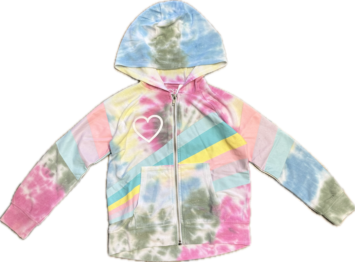 CHASER- Pastel Tie Dye Sunshine Zip-Up Hoodie