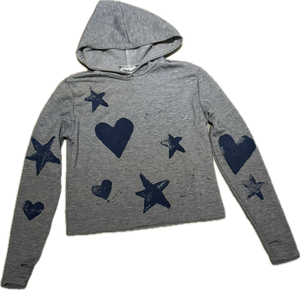 FIREHOUSE- Blue Hearts & Stars Pullover Hoodie (Heather Grey)