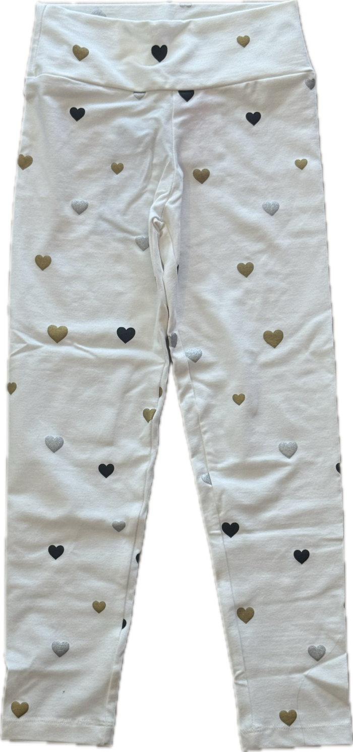 Flowers By Zoe- Gold Silver Black Hearts Leggings