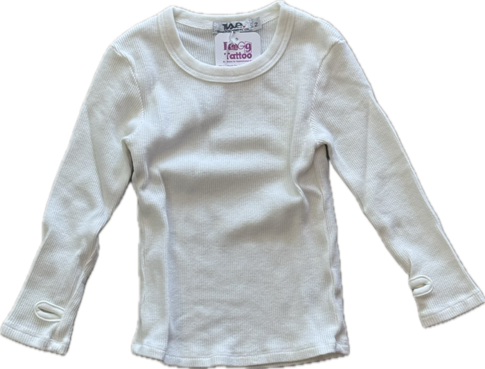 T2LOVE- Crew Neck with thumbholes (white)
