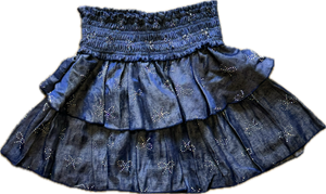 FLOWERS BY ZOE- Denim Chambray Bow Skirt