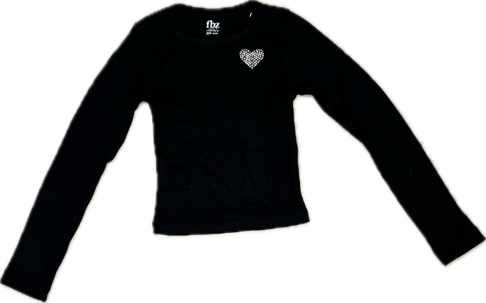 Flowers By Zoe- Dazzled Heart Long Sleeve Black