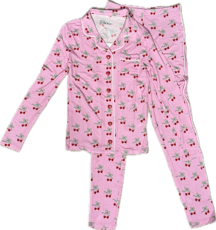KATIEJ NYC- TWEEN MAIA PRINT LOUNGE SET (cherry bows)