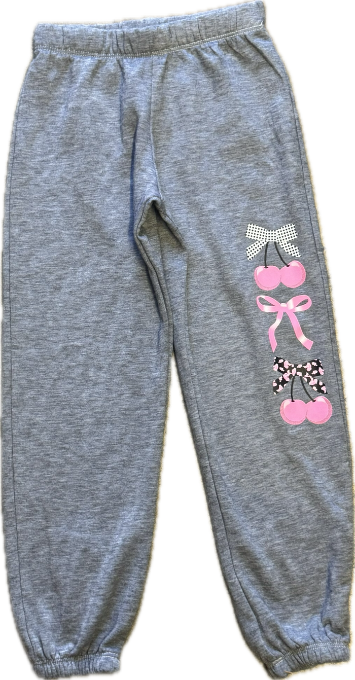 FIREHOUSE- Cherry Bows Sweatpants (heather grey)