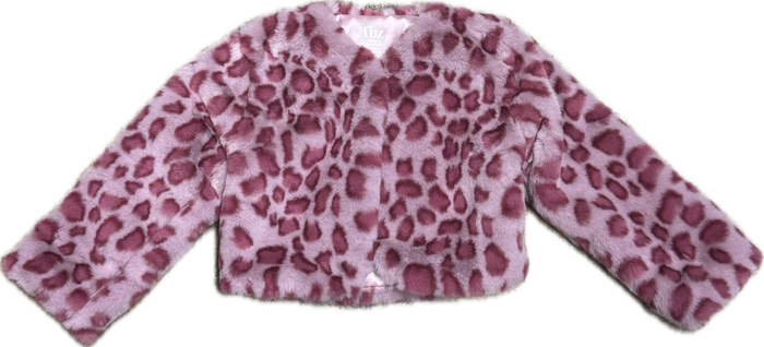 Flowers By Zoe- Plush Pink Leopard Faux Fur Jacket