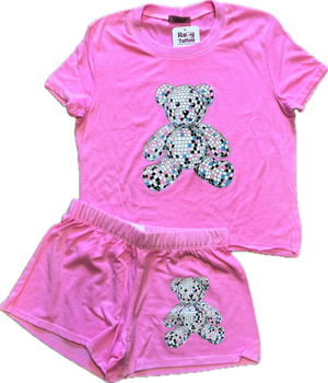 FIREHOUSE- Disco Teddy Shorts (neon pink)