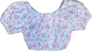 Flowers By Zoe- Puff Sleeve Cropped Blouse (flower pink)