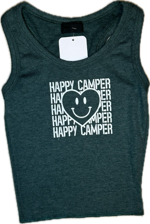 FIREHOUSE- Happy Camper Tank Top (Heather Hunter Green)