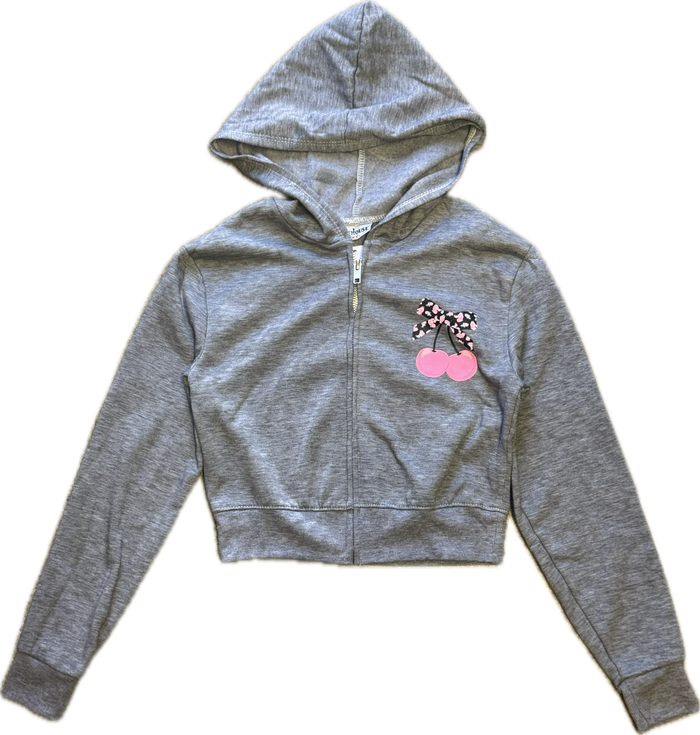 FIREHOUSE- Cherry Bows Zip-Up Hoodie (heather grey)