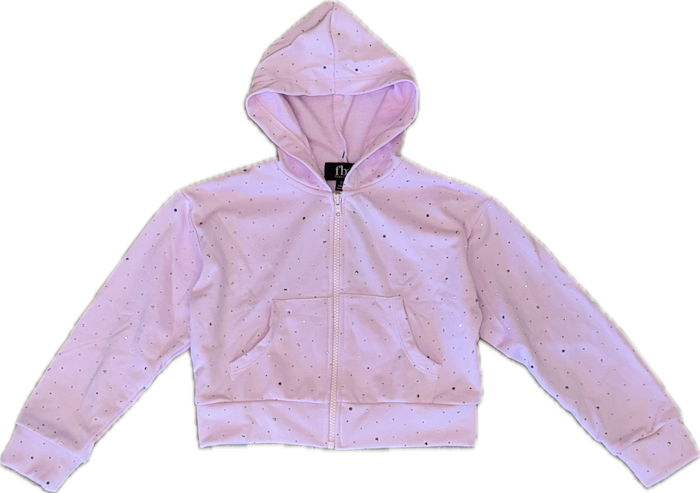 FLOWERS BY ZOE- Studded Zip Up Hoodie (pink)