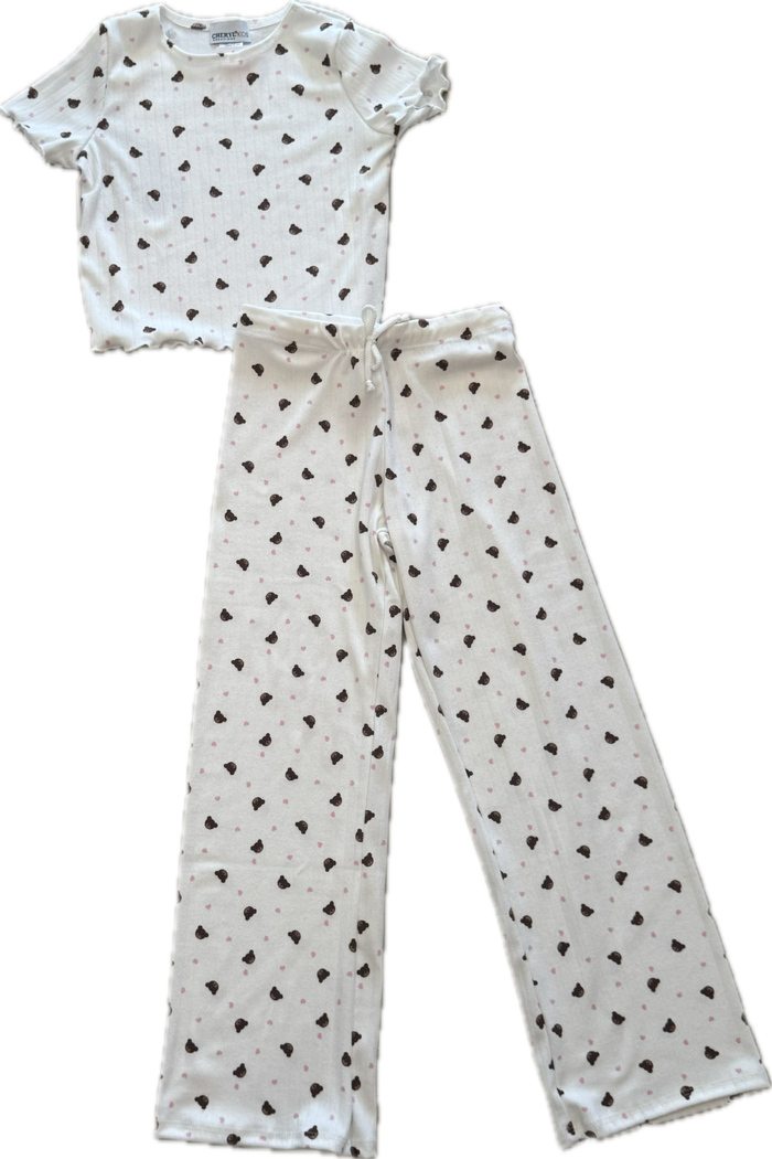 CHERYL KIDS- Bear & Hearts Top & Pants Set