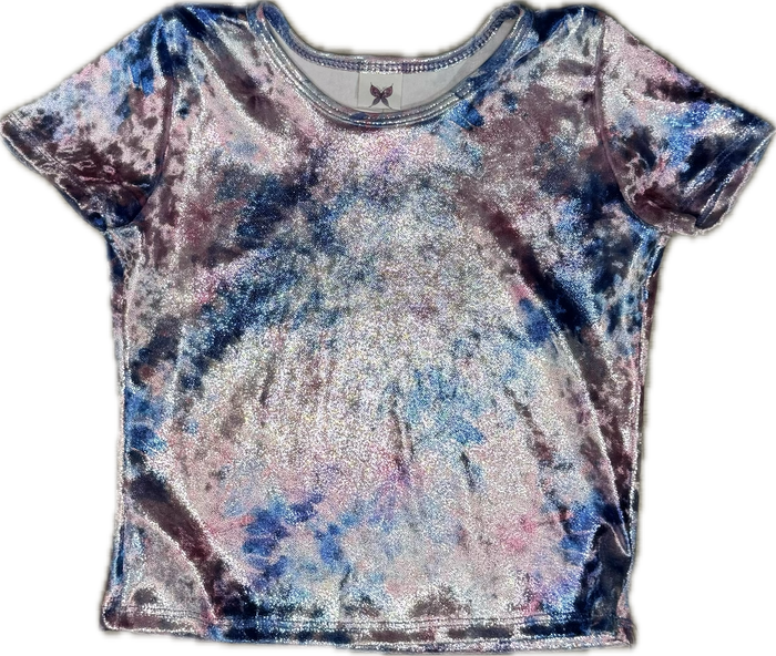 Social Butterfly- Velvet Tie Dye Shirt Blue/Pink