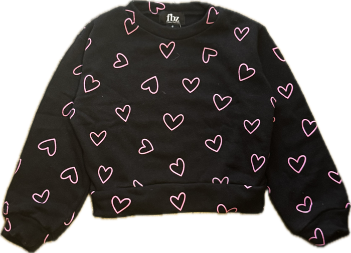 FLOWERS BY ZOE-Sweatshirt black multi heart pink