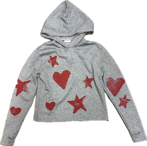 FIREHOUSE- Red Hearts & Stars Pullover Hoodie (Heather Grey)