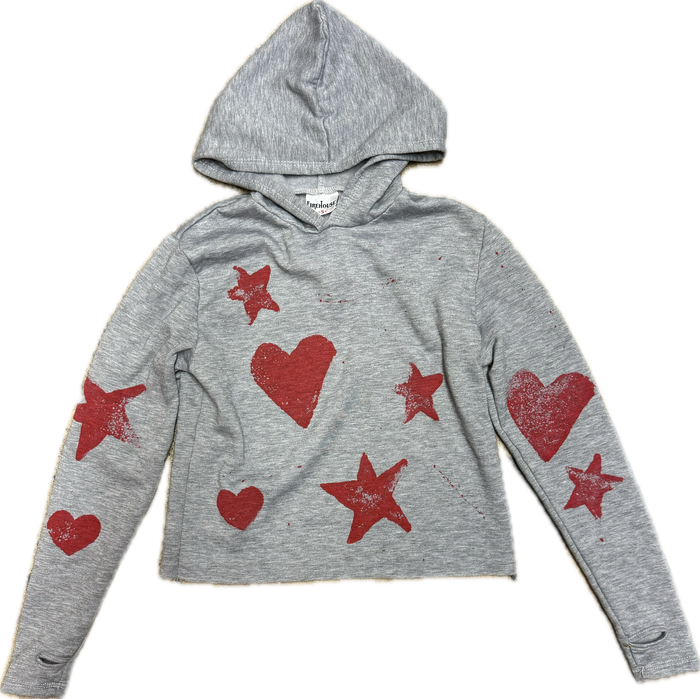 FIREHOUSE- Red Hearts & Stars Pullover Hoodie (Heather Grey)
