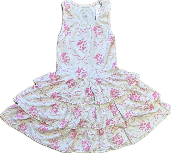 FLOWER BY ZOE-White Pink Bow Toile Dress