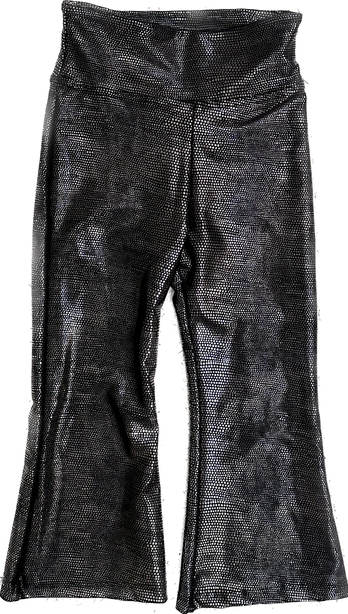 Dori Creations- Black Silver Dot Flared leggings