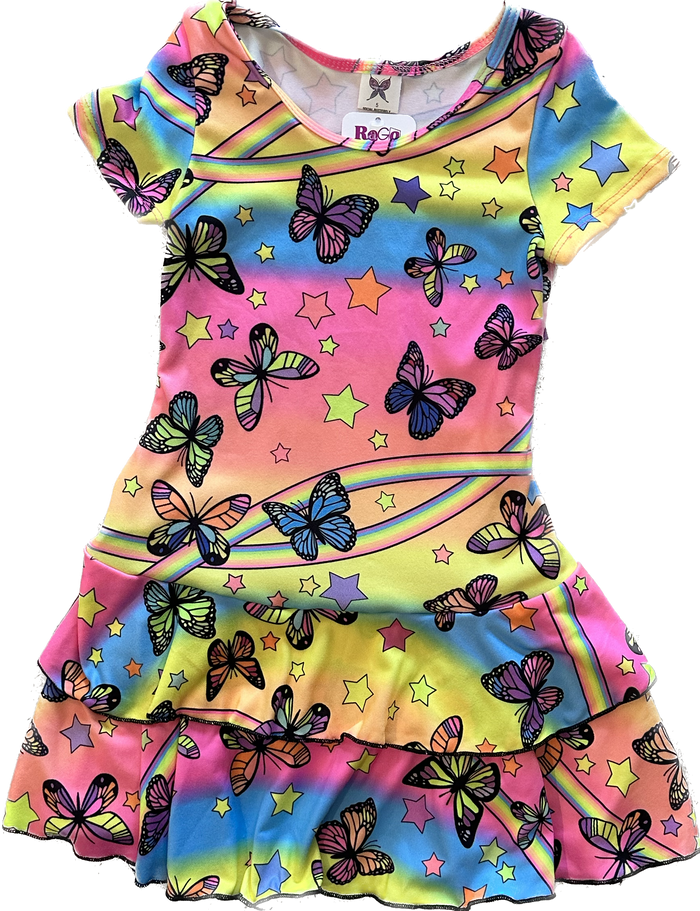 Social Butterfly- Butterflies and Stars Ruffle Dress