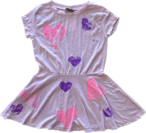 Firehouse- Heart Stamp Short Sleeve Dress (Carnation)