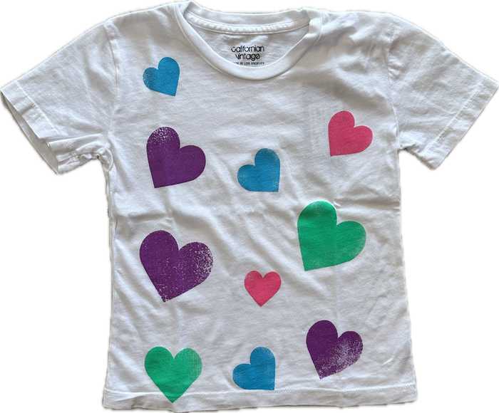Californian Vintage- Multi Hearts S/S T-Shirt (White)