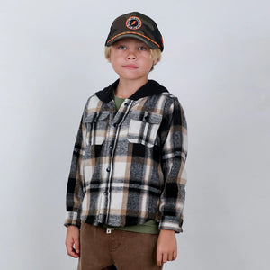 TINY WHALES- WOODMAN HOODED SHACKET JACKET (black/pine/gold)