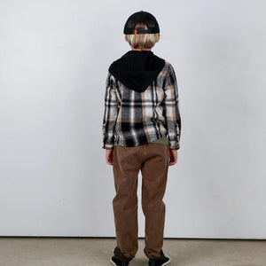 TINY WHALES- WOODMAN HOODED SHACKET JACKET (black/pine/gold)