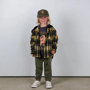 TINY WHALES- WOODMAN HOODED SHACKET JACKET (black/sand)