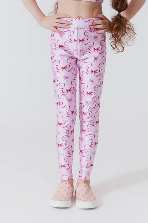 TEREZ- Girls Hi-Shine Leggings in Pink Bows