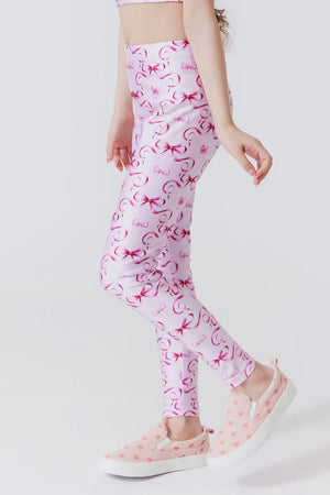 TEREZ- Girls Hi-Shine Leggings in Pink Bows