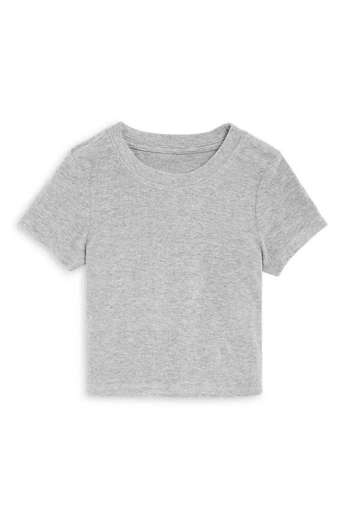 KATIEJ NYC- Tween Livi Ribbed Babydoll Tee - Heather Grey