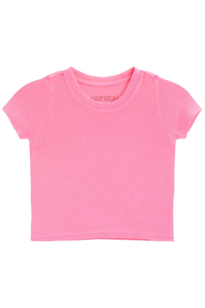 KATIEJ NYC- Tween Livi Ribbed Babydoll Tee - Tart Raspberry