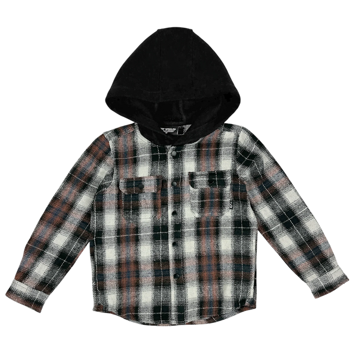 TINY WHALES- WOODMAN HOODED SHACKET JACKET (black/nat/rust/navy)