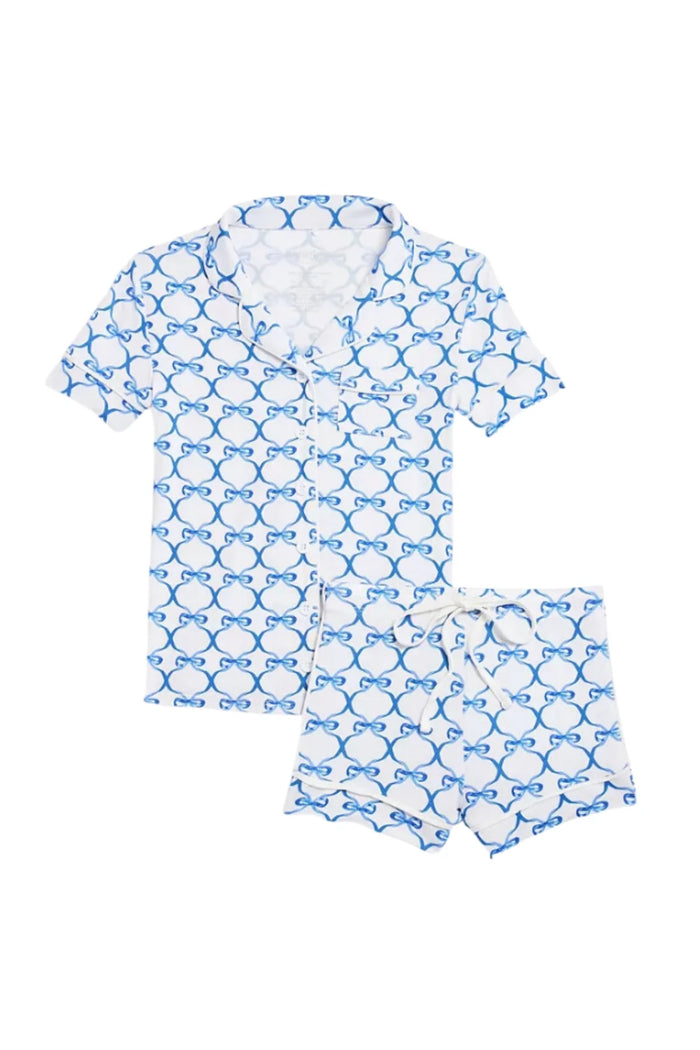 KATIEJ NYC- TWEEN LYNN SHORTS LOUNGE SET - Blue Bows