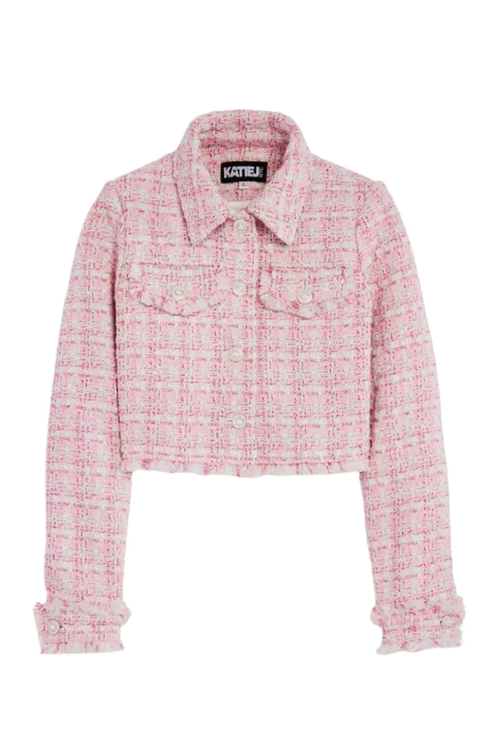 KATIEJ NYC- TWEEN PINK BOUCLE CHARLIZE JACKET