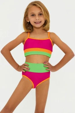 Beach Riot- Kids Little Eva & Emmie Set Neon Sunset Colorblock