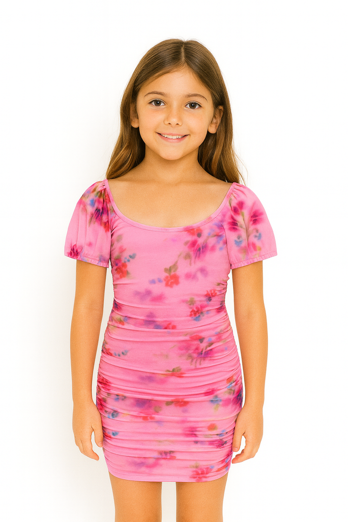 KATIEJ NYC- TWEEN ANYA PRINT DRESS (Pink Watercolor)
