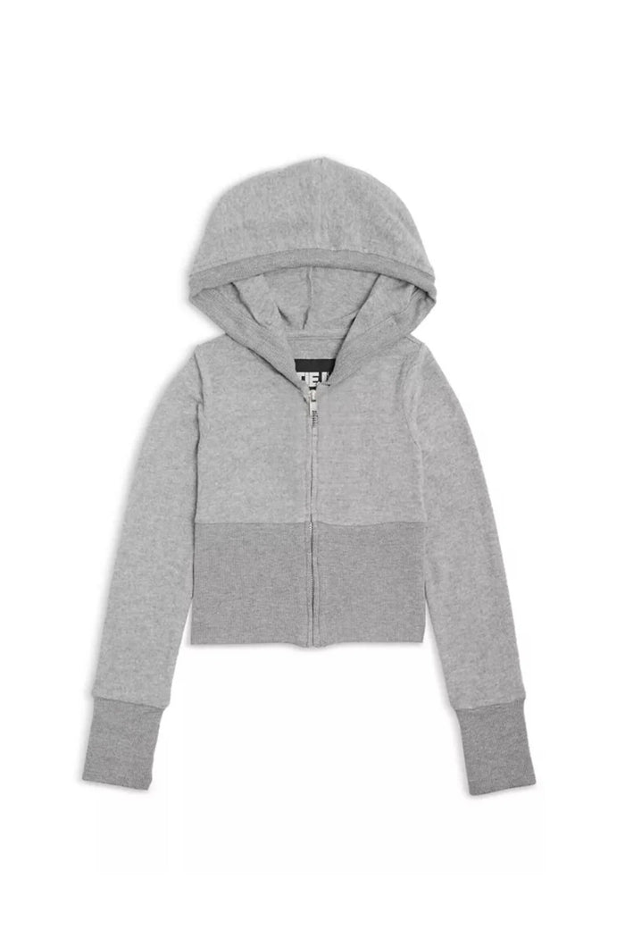 KatieJ NYC- TWEEN DREW HACCI ZIP HOODIE (heather grey)