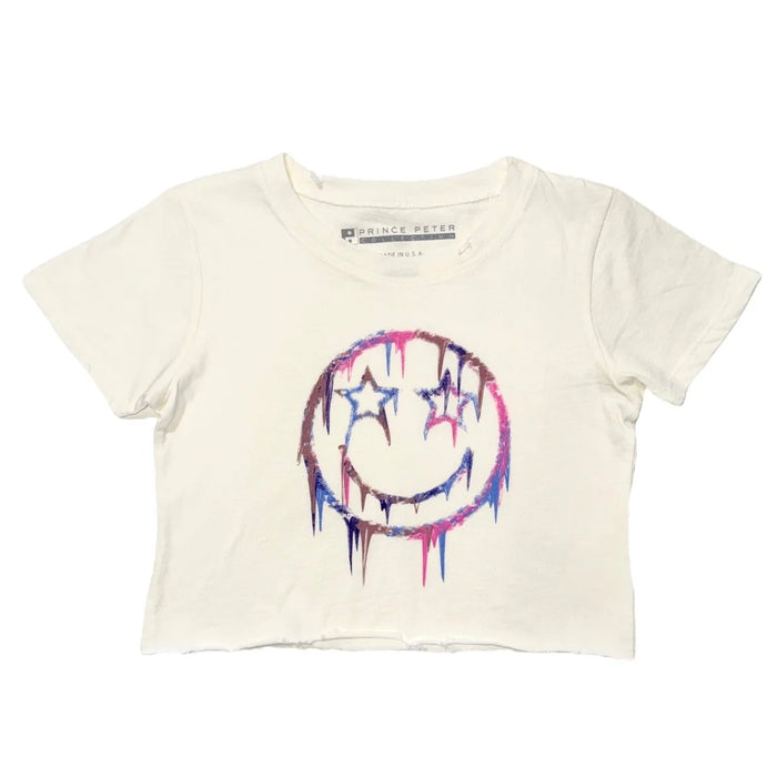 Prince Peter- Dripy Happy Face Crop (White)