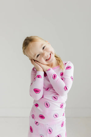 esme- Hot Pink Kiss Long Sleeve Pajamas