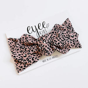 eyee kids - Top Knot Headband- Mauve Leopard (Ribbed Knit)