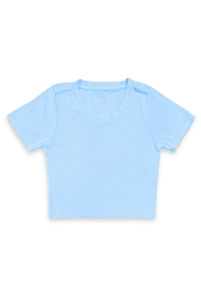 KatieJ NYC- TWEEN LIVI RIBBED TEE (baby blue)