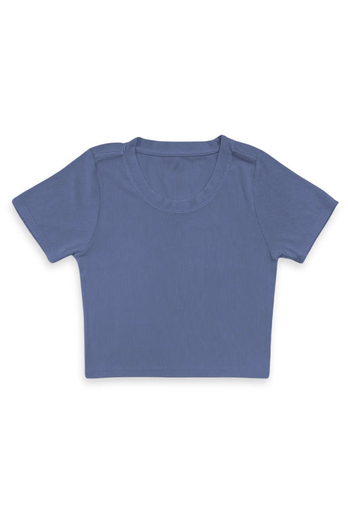 KatieJ NYC- TWEEN LIVI RIBBED TEE (vintage blue)