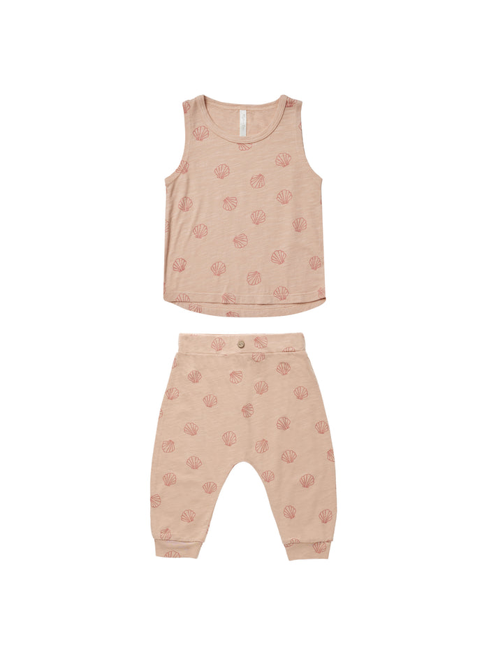 RYLEE & CRU-  TANK + SLOUCH PANT SET || SEASHELL