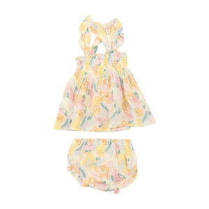 ANGEL DEAR- RUFFLE STRAP SMOCKED TOP AND DIAPER COVER - PARIS BOUQUET