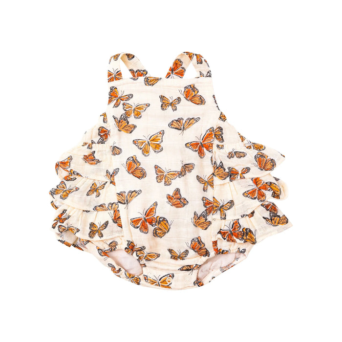 ANGEL DEAR- RUFFLE SUNSUIT - PAINTED MONARCH BUTTERFLIES