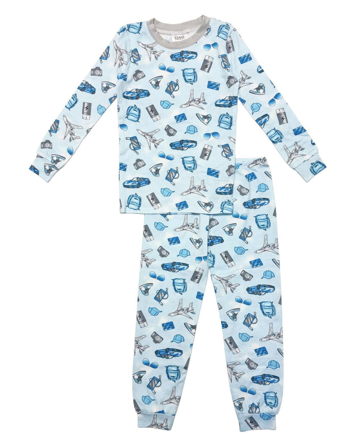 esme- Long Sleeve Blue Jet Pajama Set