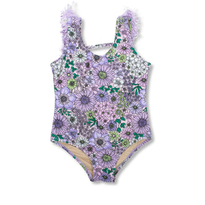 Shade Critters- Mod Floral Purple Fringe Back One Piece