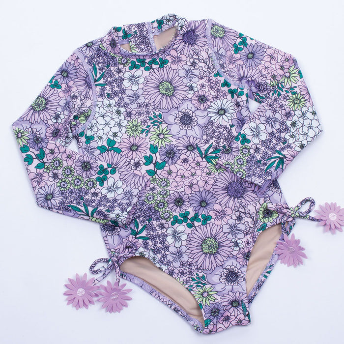 Shade Critters- Mod Floral Purple Longsleeve One Piece