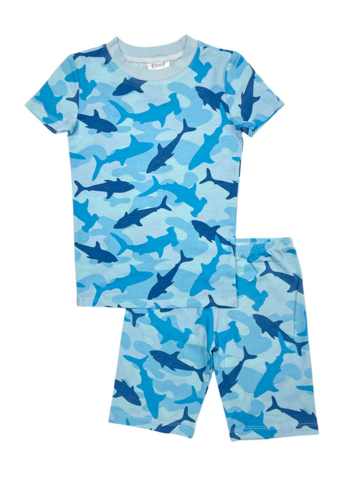 Esme- Camo Shark Short Sleeve & Boxer Pajamas