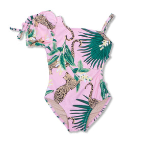 Shade Critters- Tropical Leopard Puff Sleeve Cutout One Piece